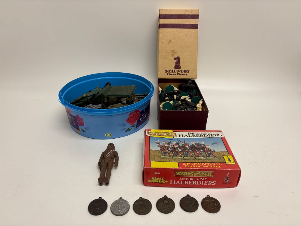 Lot 755: A Games Workshop Warhammer Empire Army Halberdiers Boxed Set, Star Wars Chewbacca Action Figure and an Assortment of Vintage Toys
