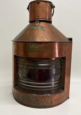 A Large Meteorite copper and brass ships port lantern 57cm tall. A copper and brass ships 
