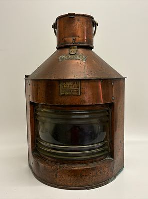 A Large Meteorite copper and brass ships port lantern 57cm tall. A large antique nautical 