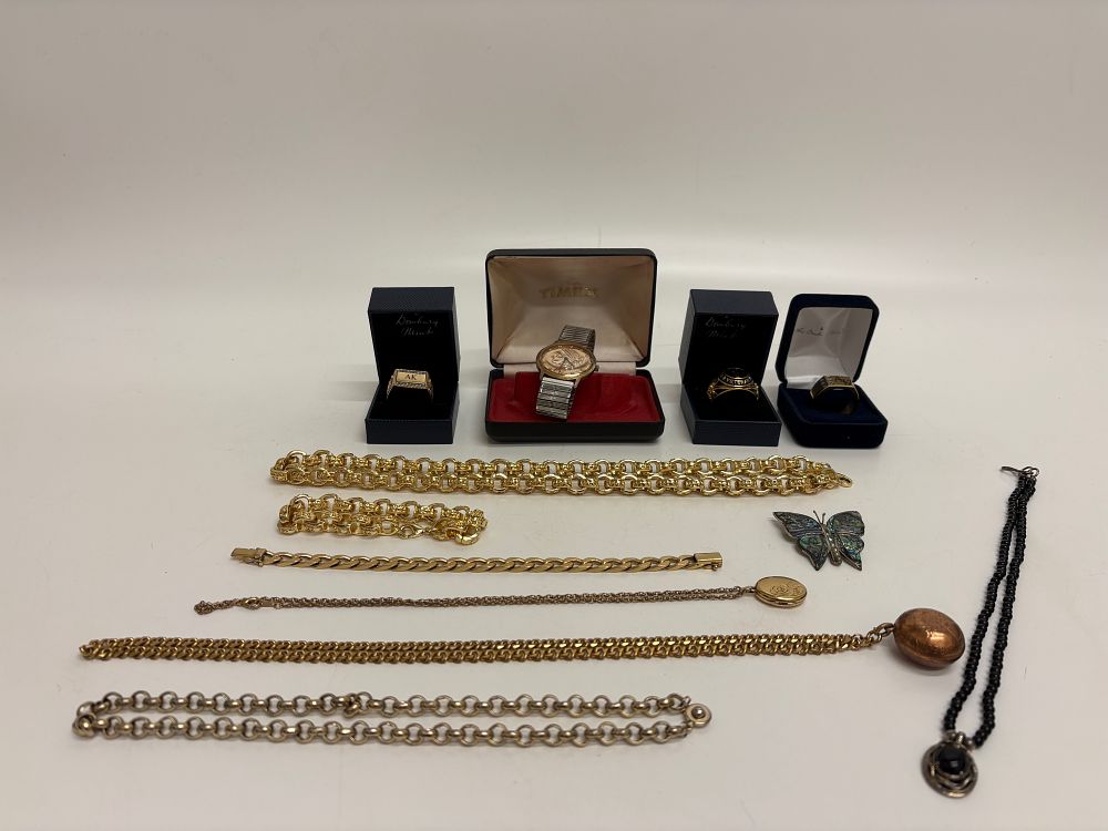 Lot 449: A Collection of Assorted Jewellery including a Danbury Mint Veteran Ring and a Coin Dial Watch
