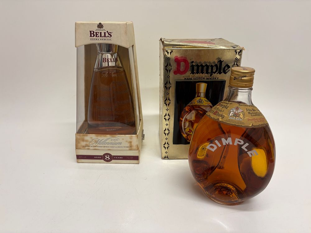 Lot 747: Two bottles of blended Scotch whisky comprising Bell's Millennium 2000 Aged 8 Years and John Haig and Co. Dimple