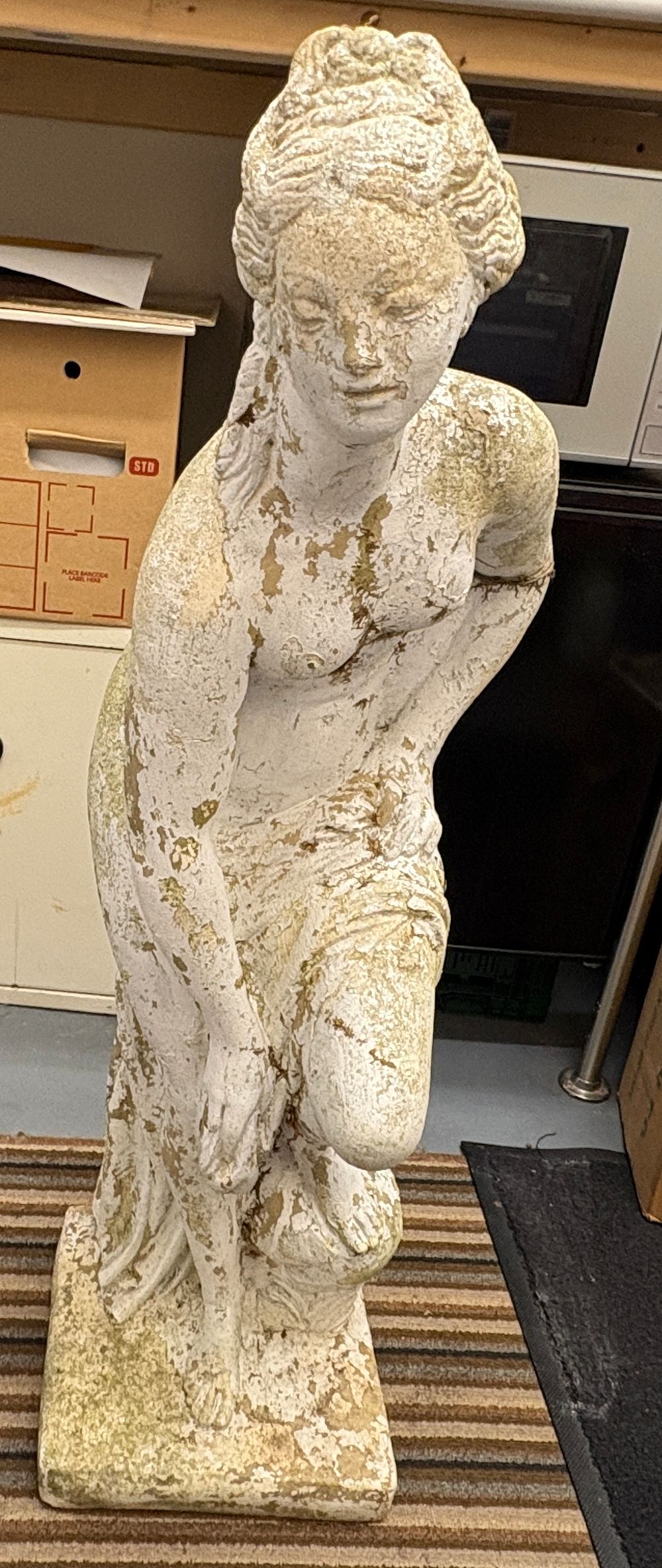 Lot 717: A cast stone garden sculpture of a neoclassical bathing nymph 3ft