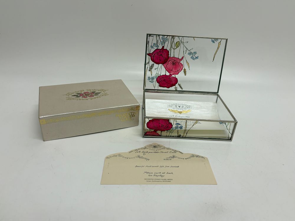 Lot 705: A Decorative Stained Glass Limited Hand-Painted Stained Glass Jewel Case