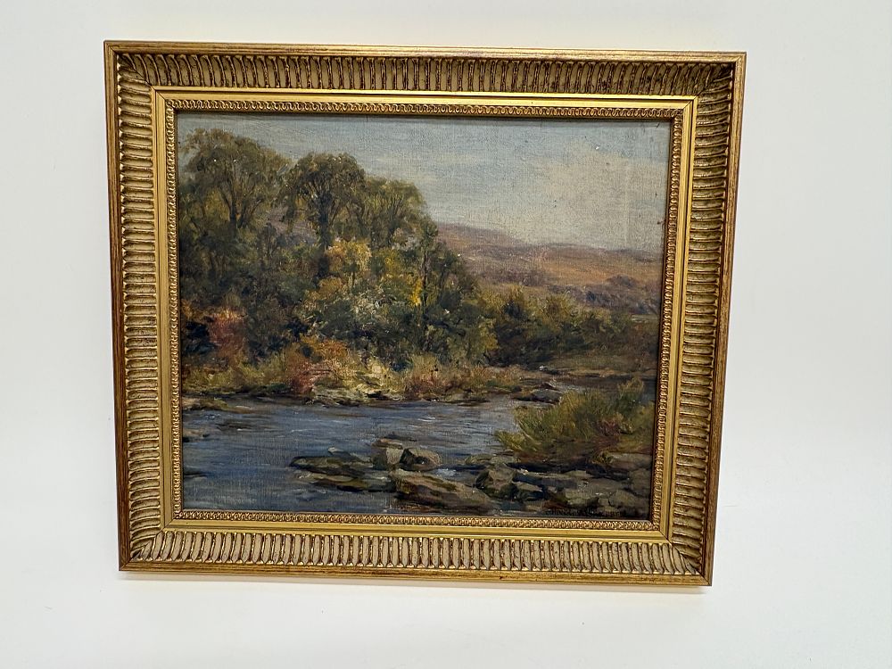 Lot 83: John Hodgson Campbell (1855-1927) River Landscape. Frame 42x36cm , picture 34x28cm