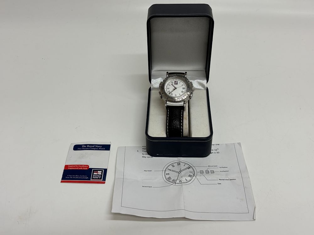 Lot 633: A Royal Navy Five Oceans Compass Watch by The Bradford Exchange