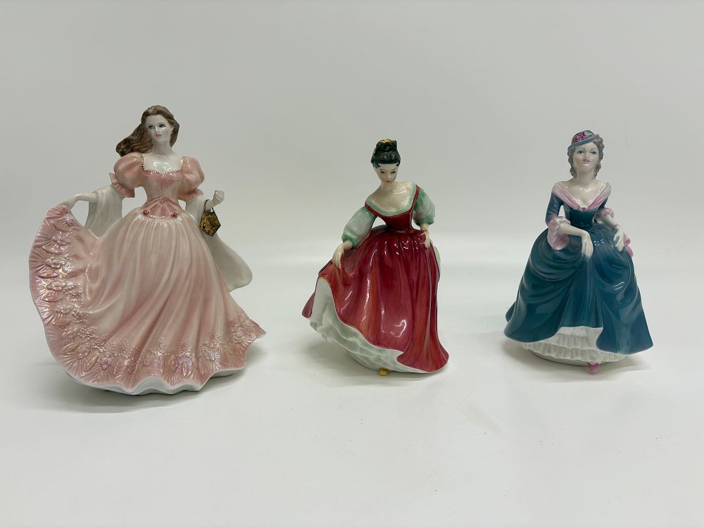 Lot 600: Three English Bone China Figurines by Royal Doulton, Royal Worcester and Coalport