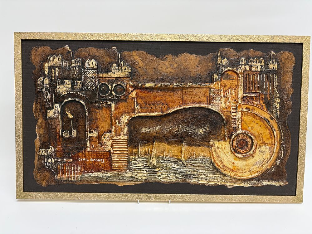 Lot 95: Cyril Barnes Mixed Media High-Relief Architectural Plaque 71x41cm