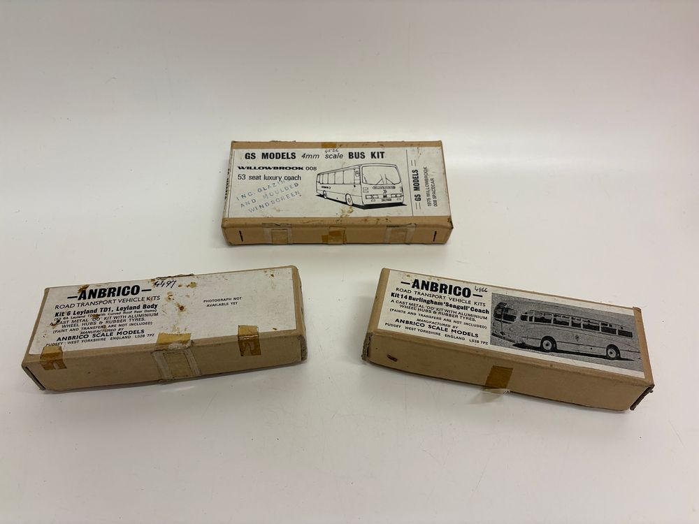 Lot 538: Three Vintage Anbrico and GS Models 4mm Scale Model Bus and Coach Kits