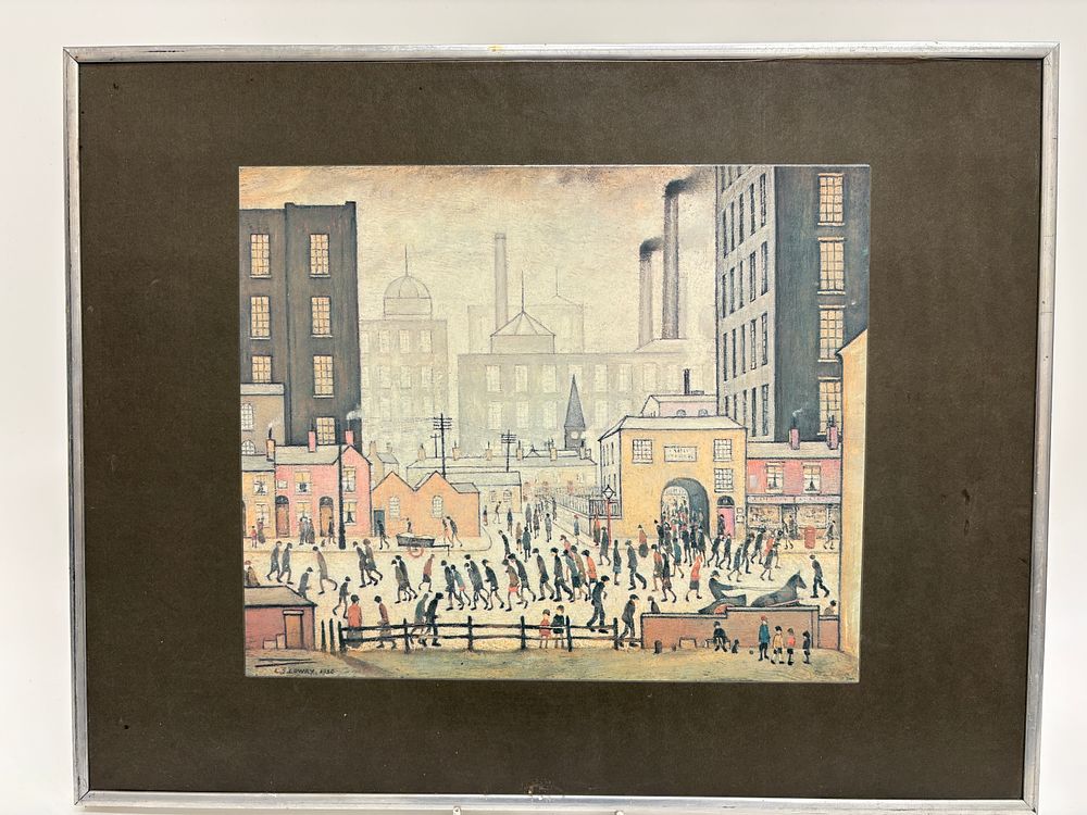 Lot 523: L.S. Lowry, Coming from the Mill, a framed print