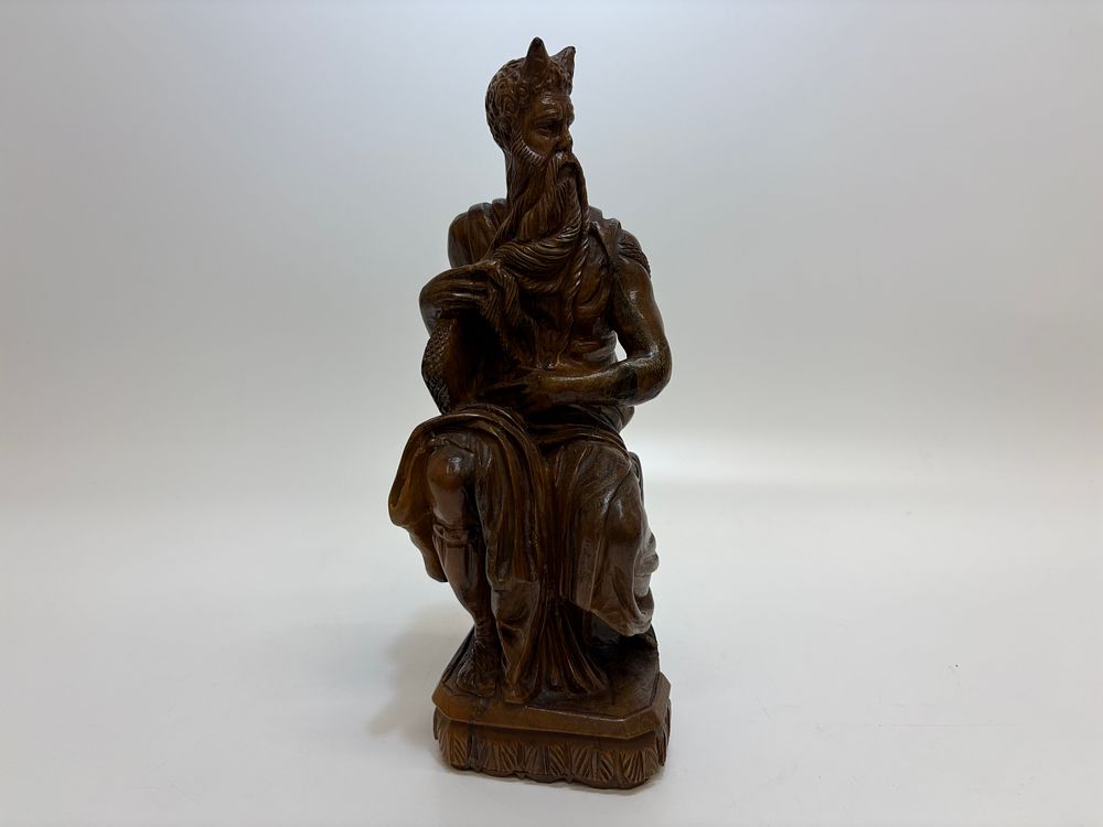 Lot 383: A Hand-Carved Wooden Sculpture of Michelangelo's Moses 28cm tall