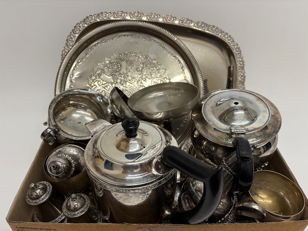 Lot 370: A Collection of Silver-Plated Tea and Tableware