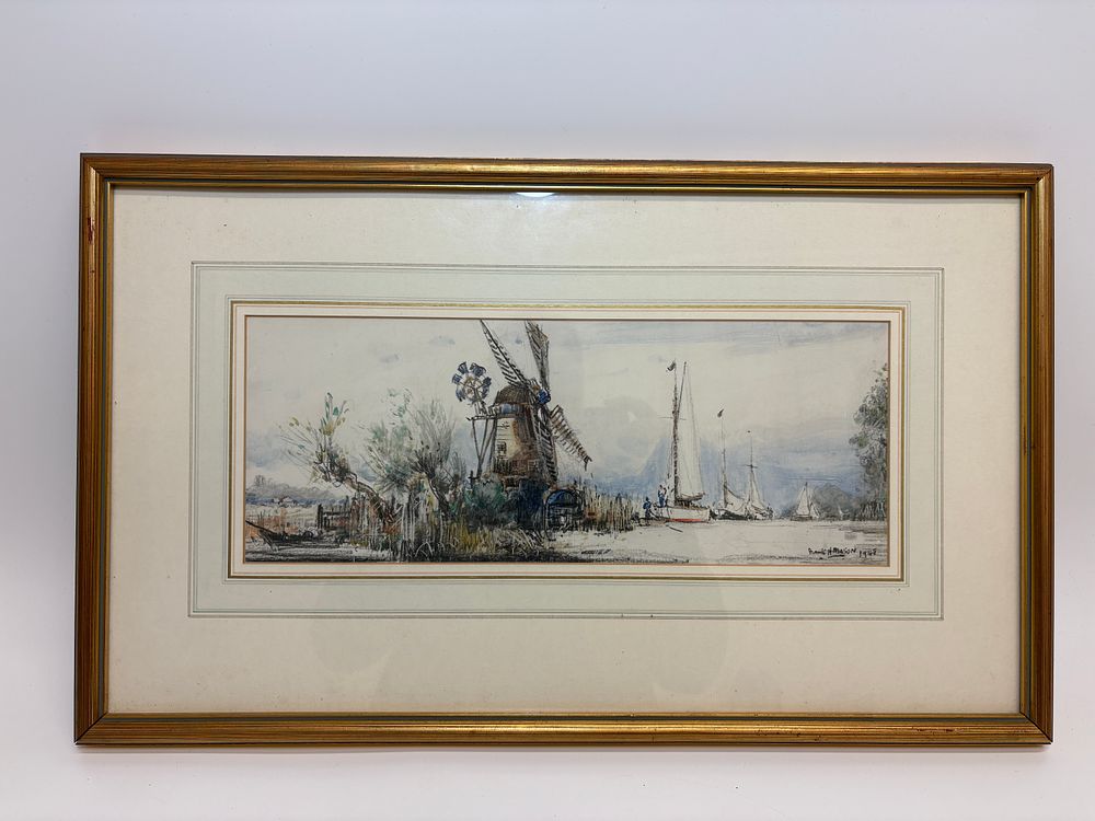 Lot 111: Frank H Mason (1875-1965) On The Norfolk Broads, signed and dated watercolour, 1947
