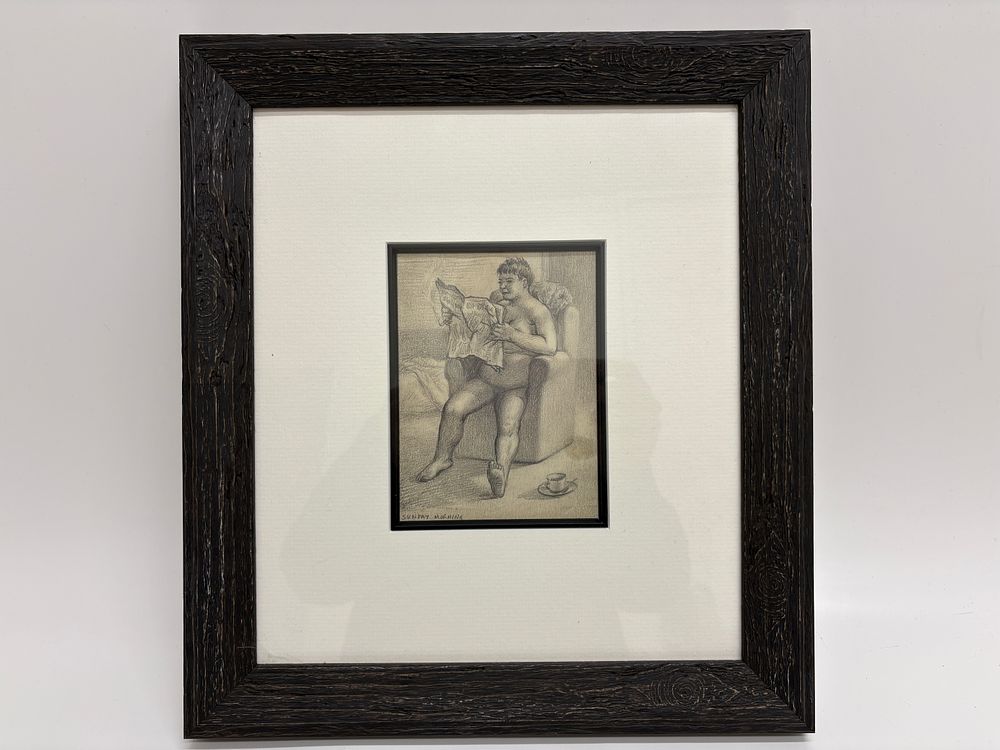 Lot 109: A 20th-century British School pencil drawing titled 'SUNDAY MORNING'