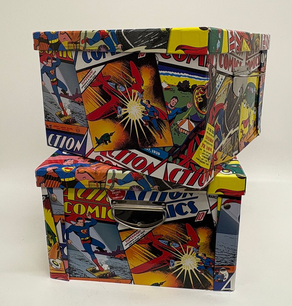 Lot 456: A Pair of DC Comics Action Comics Decorative Storage Boxes