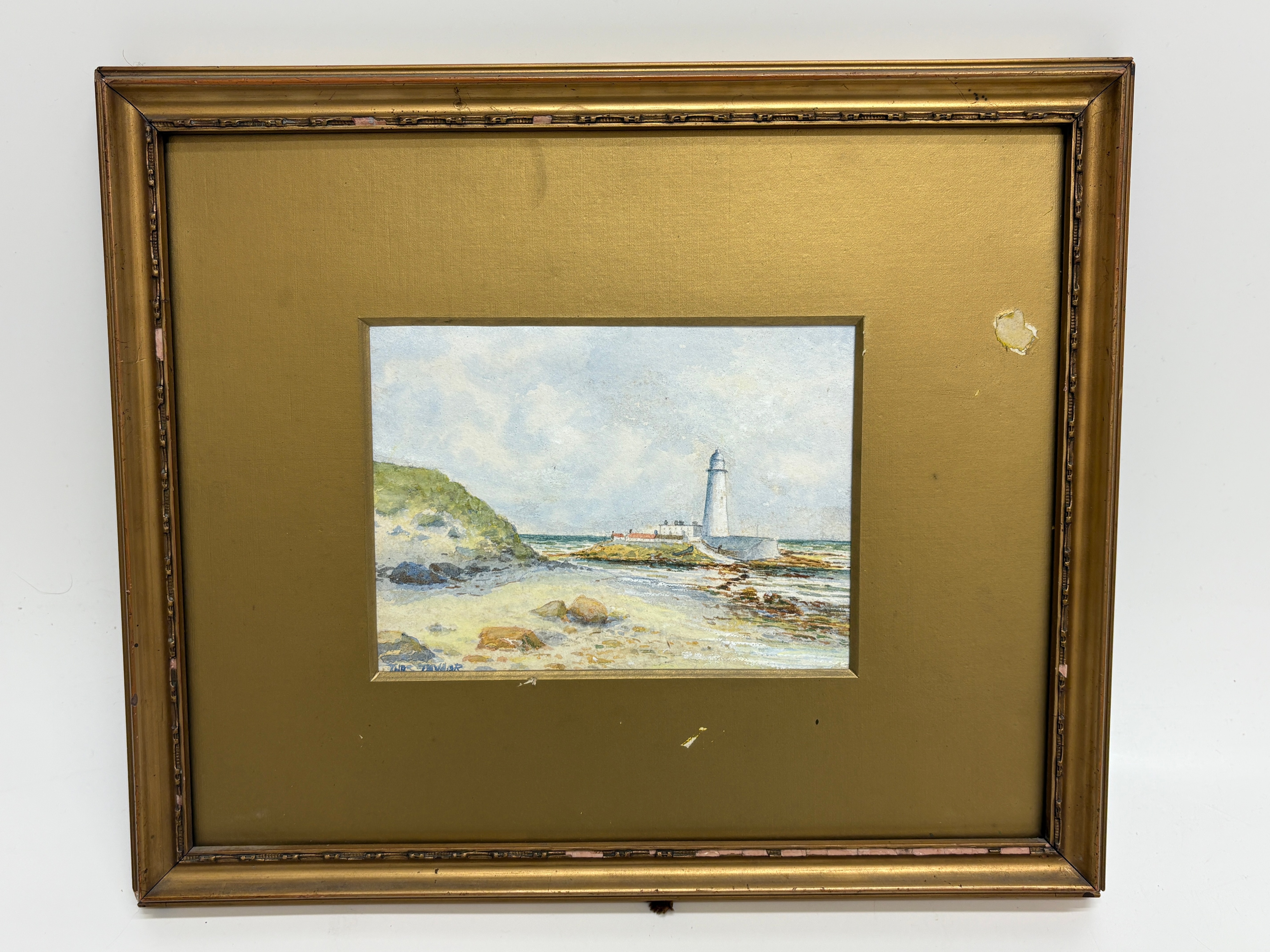 Thomas Taylor 1880-1927, Coastal Scene with Lighthouse, Watercolour