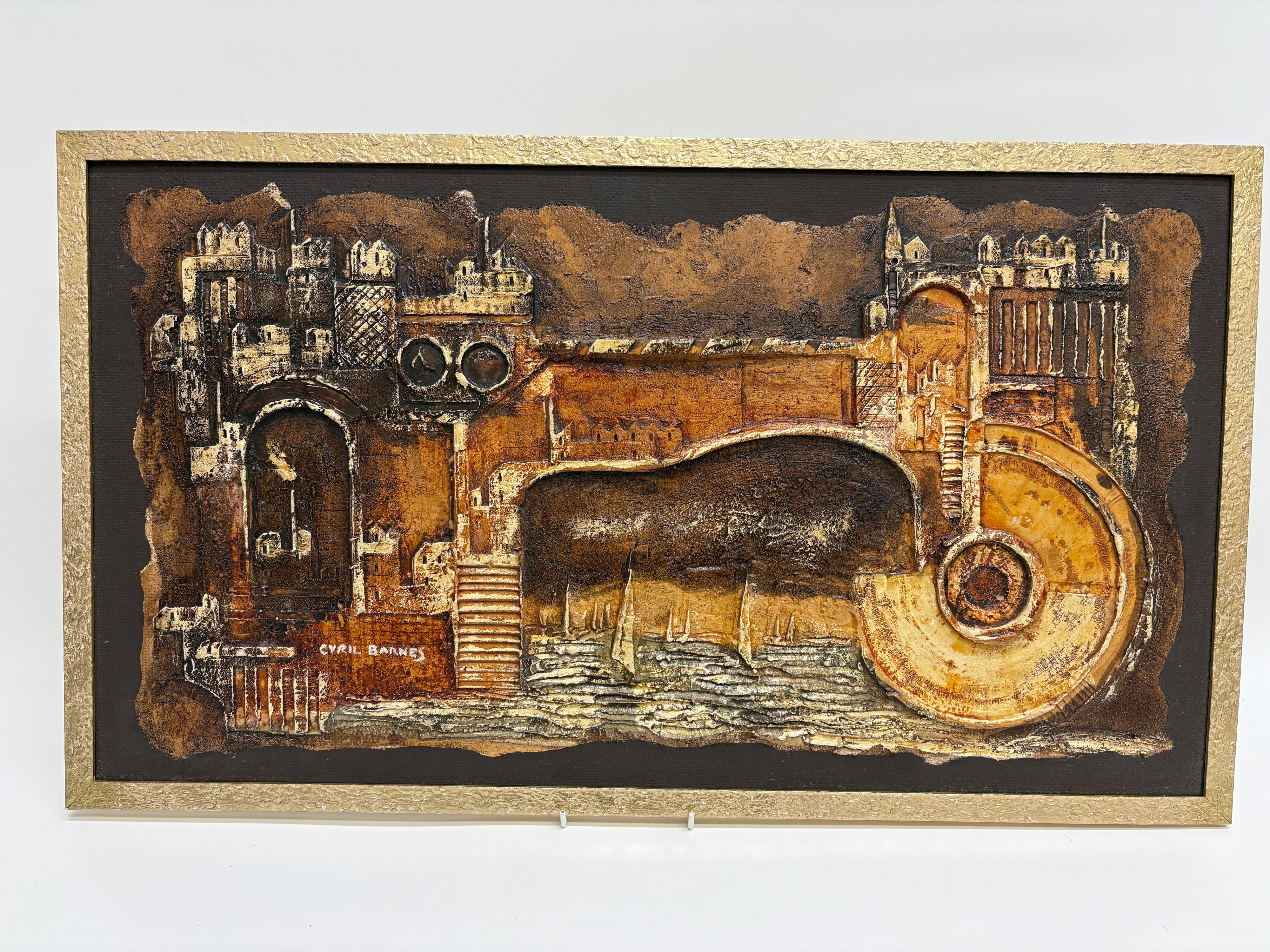 Cyril Barnes Mixed Media High-Relief Architectural Plaque 71x41cm