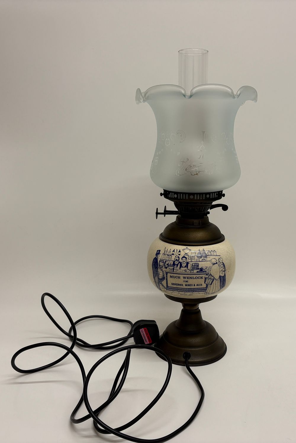 Lot 156: Northern Lights Electric Table Lamp in the Style of a Victorian Oil Lamp