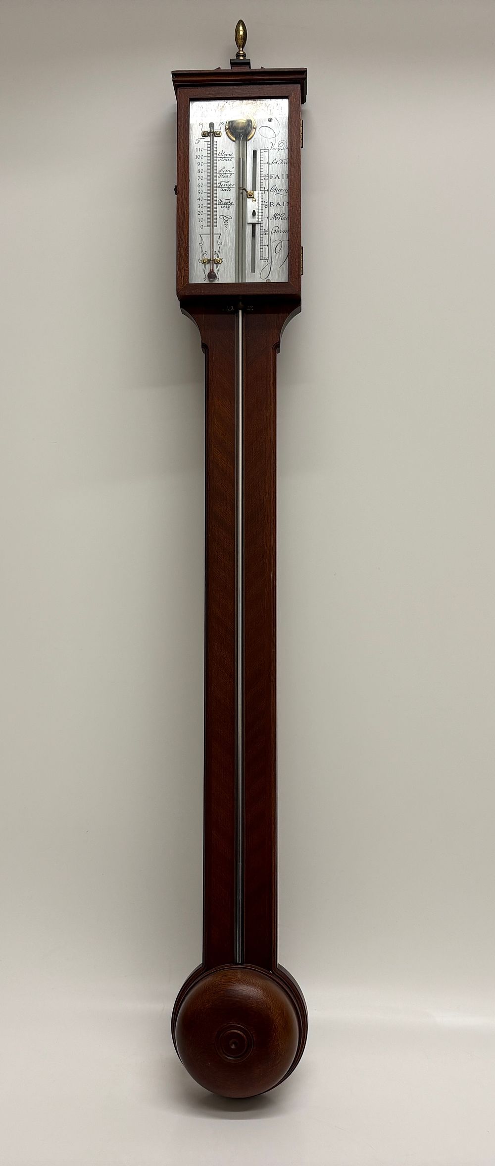 Lot 160: Mahogany Stick Barometer with Silvered Scales