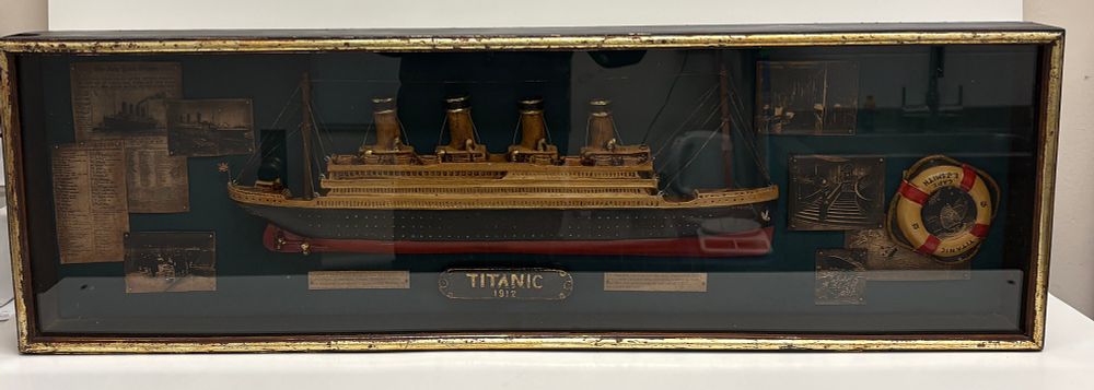 Lot 163: A Shadow Box Diorama of the RMS Titanic 107x33x9cm
