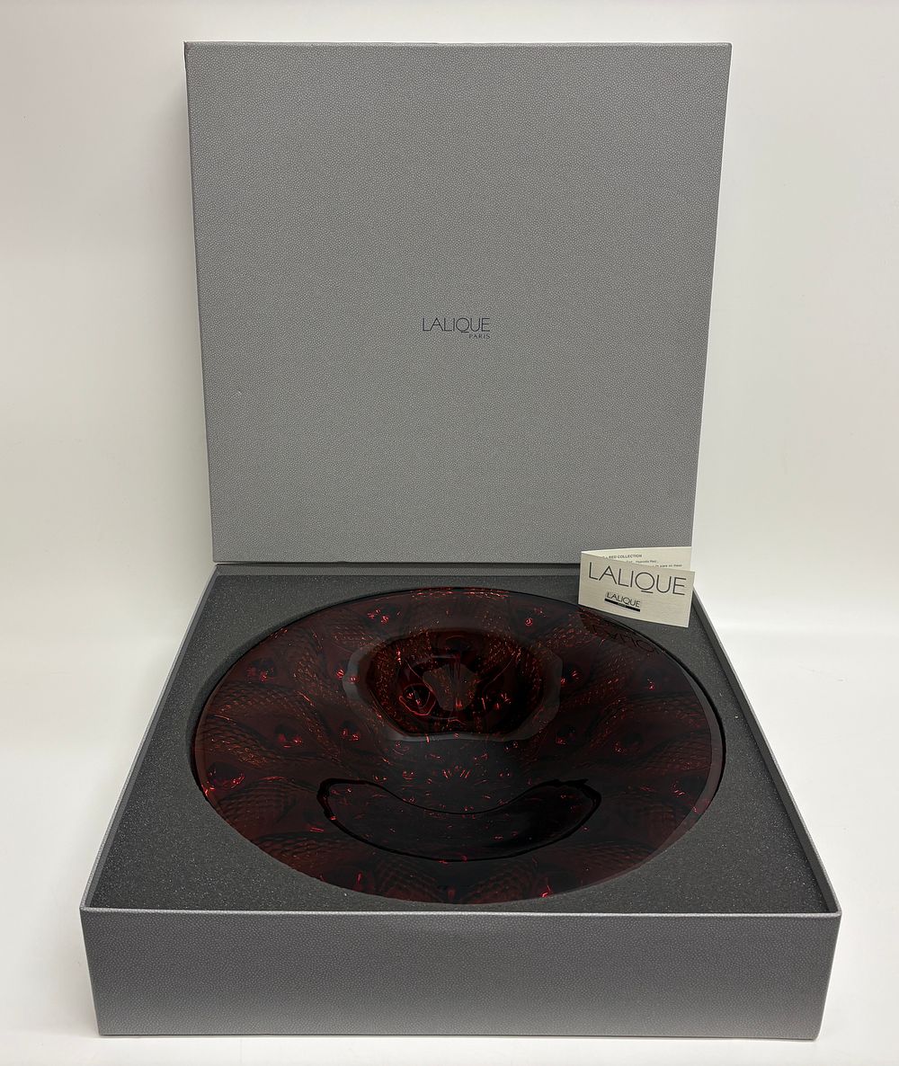 Lot 203: A Lalique Red Serpent Pattern Glass Centerpiece Bowl