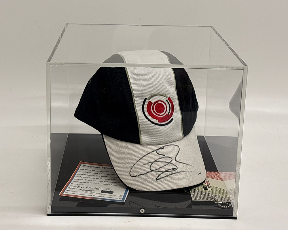 Lot 244: A B·A·R Honda Jenson Button Signed Racing Cap in Display Case
