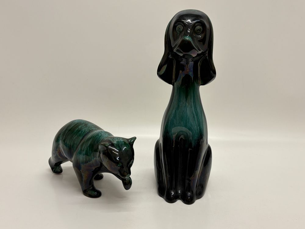 Lot 357: Two Blue and Green Drip Glaze Ceramic Animal Figurines