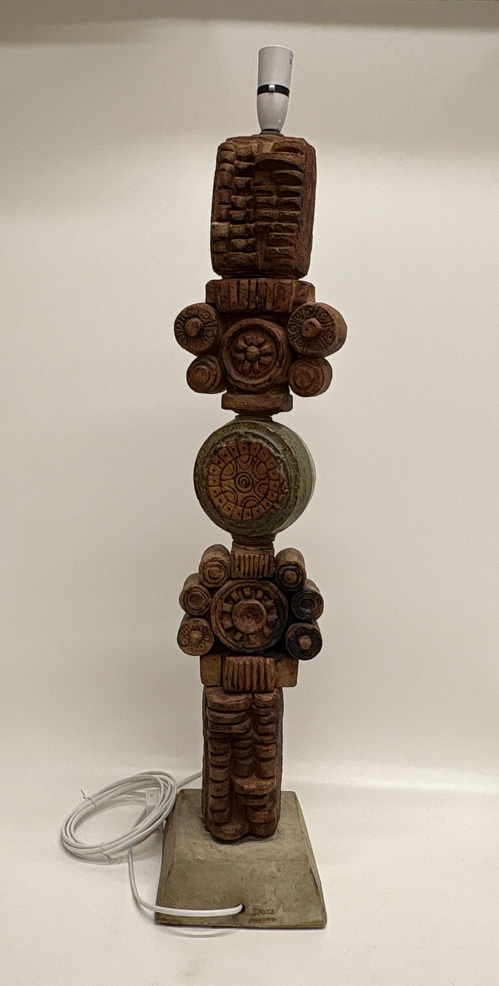 Lot 379: Bernard Rooke Brutalist Stoneware Table Lamp