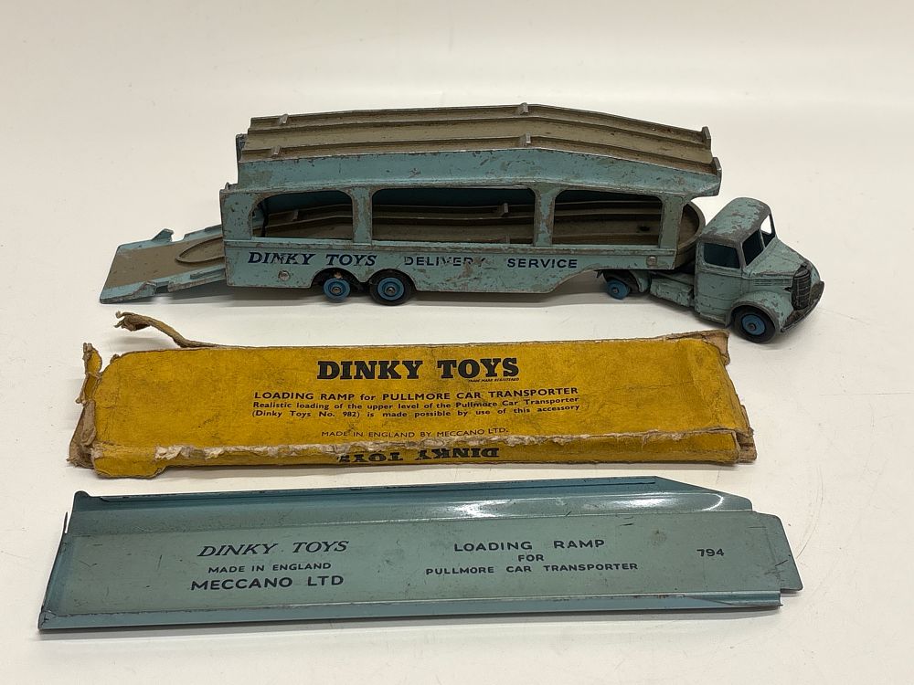 Lot 461: Dinky Toys Die-Cast Bedford Pullmore Car Transporter and Loading Ramp Set