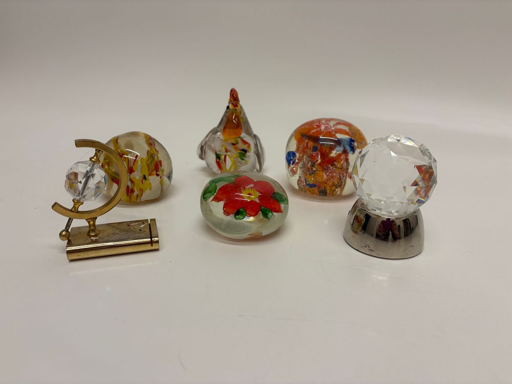 Lot 473: An Assortment of Glass Paperweights and Faceted Crystal Ornaments