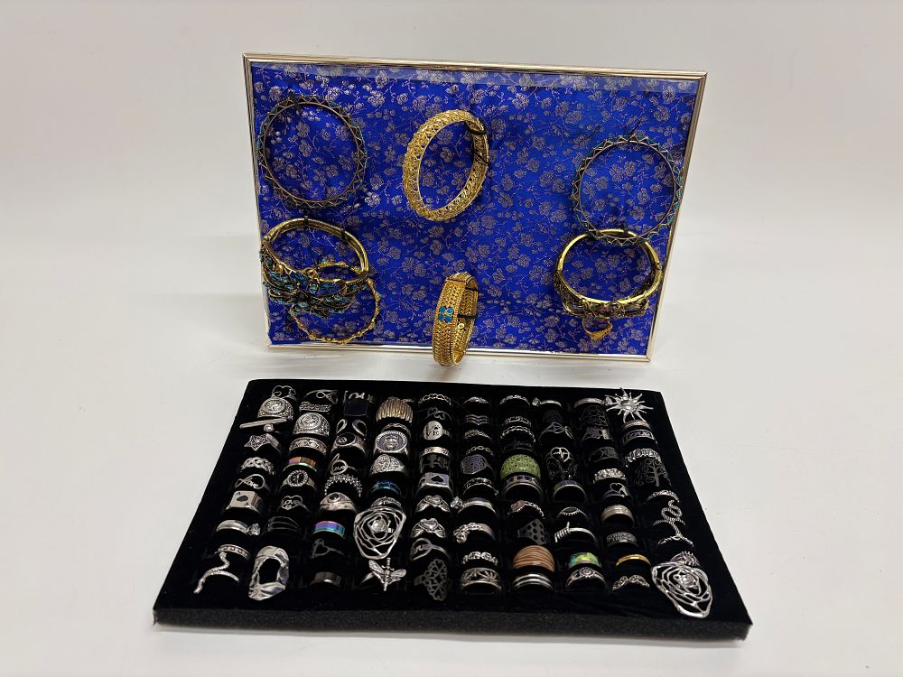 Lot 481: A Collection of Fashion Jewellery Comprising Rings and Bangles