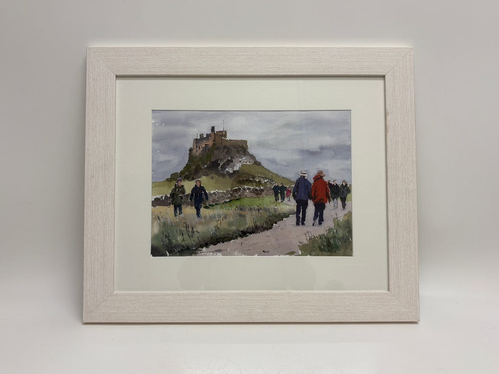 Lot 124: Ken Hayes, Lindisfarne Castle, Contemporary Watercolor and Gouache Landscape 63x53cm