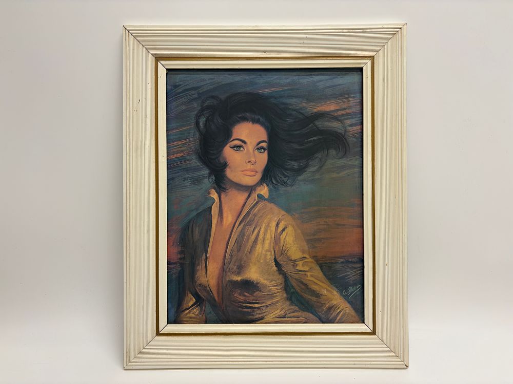 Lot 143: Lou Shabner, Mid-Century Portrait of a Woman, Lithographic Print