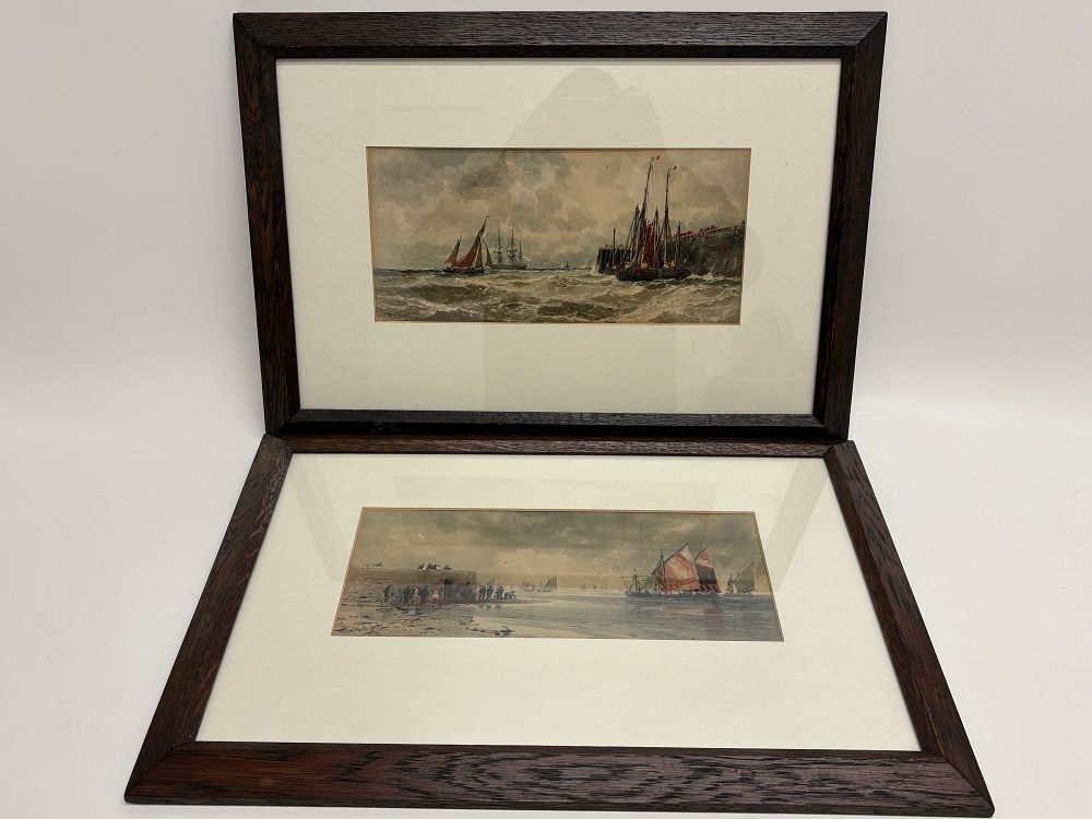 Lot 148: Thomas Bush Hardy (British, 1842-1897) A Pair of Marine Watercolors Dated 1884