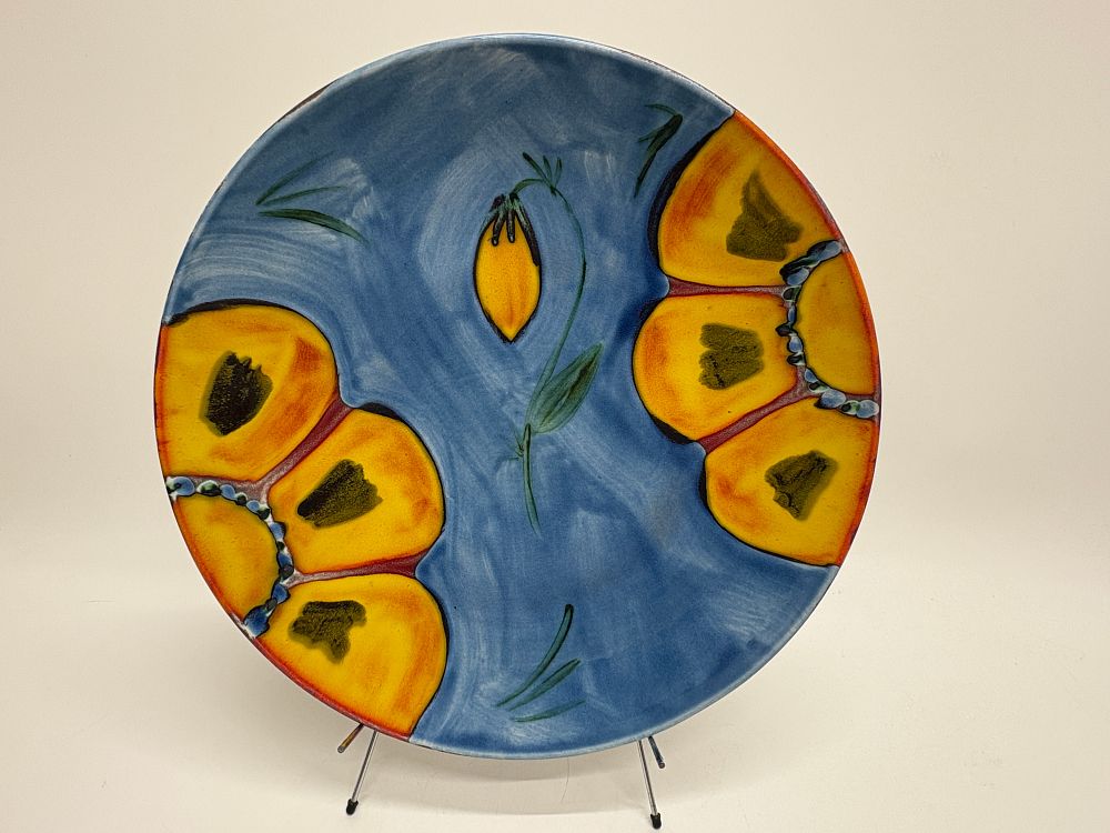 Lot 166: Poole Pottery Wild Poppy Pattern Earthenware Charger 40c40cm