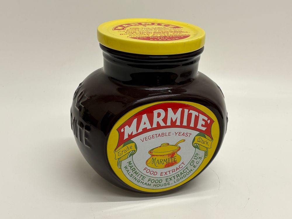 Lot 171: Large ceramic Marmite 16oz display jar with metal lid