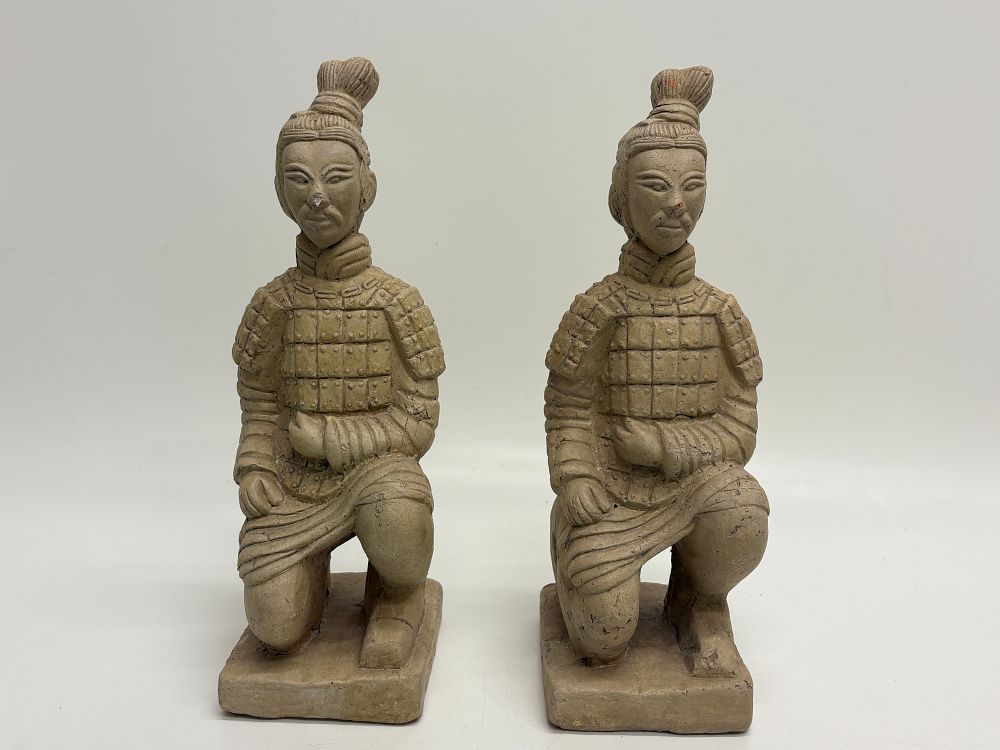 Lot 220: A Pair of Earthenware Kneeling Archer Figures in the Qin Style 33cm tall