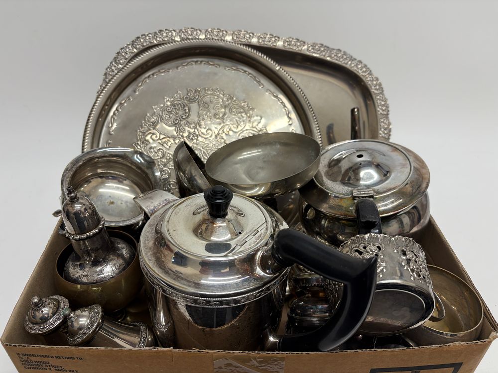 Lot 498: A Collection of Silver Plated Tableware and Hollowware including Tea Services and Trays