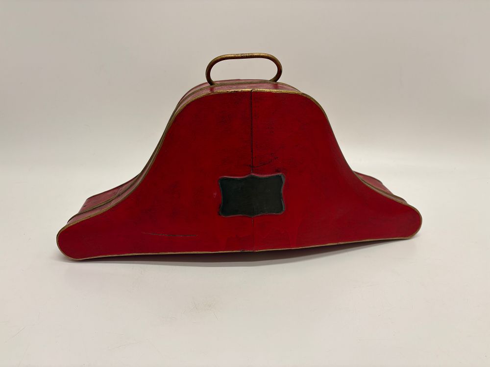 Lot 391: French Napoleonic Style Red Toleware Bicorne Hat Box