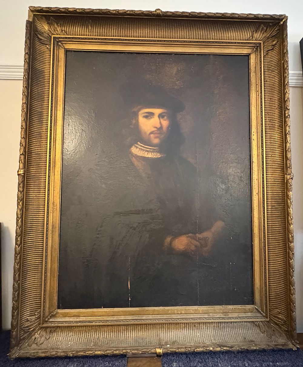 Lot 408: Oil on canvas portrait of a young man in the Dutch Golden Age style
