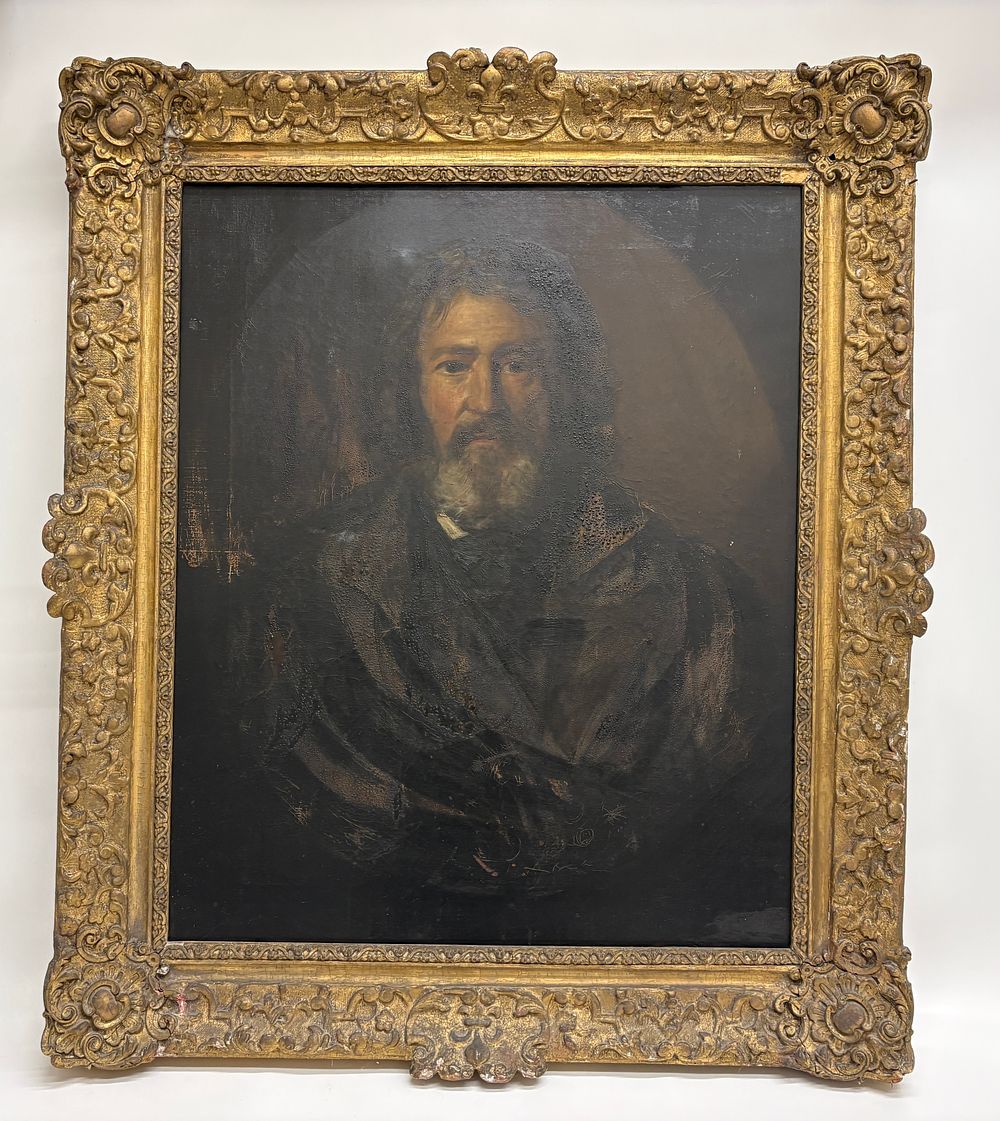 Lot 409: 19th Century Oil on Canvas Portrait of a Bearded Man in Ornate Gilded Frame
