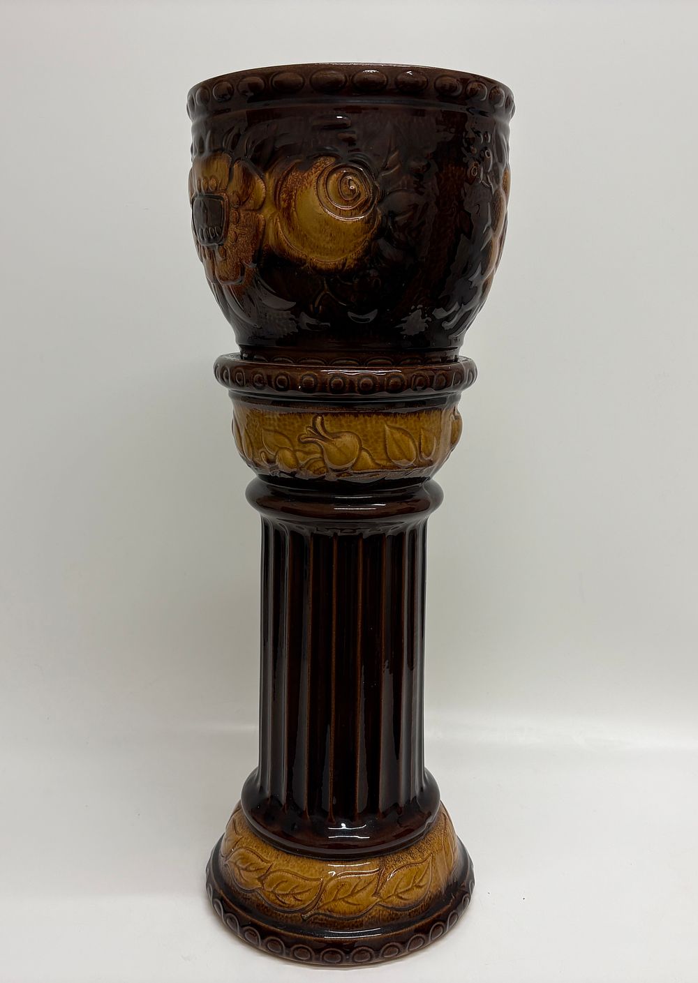Lot 509: A West German Earthenware Jardiniere and Pedestal 62cm tall