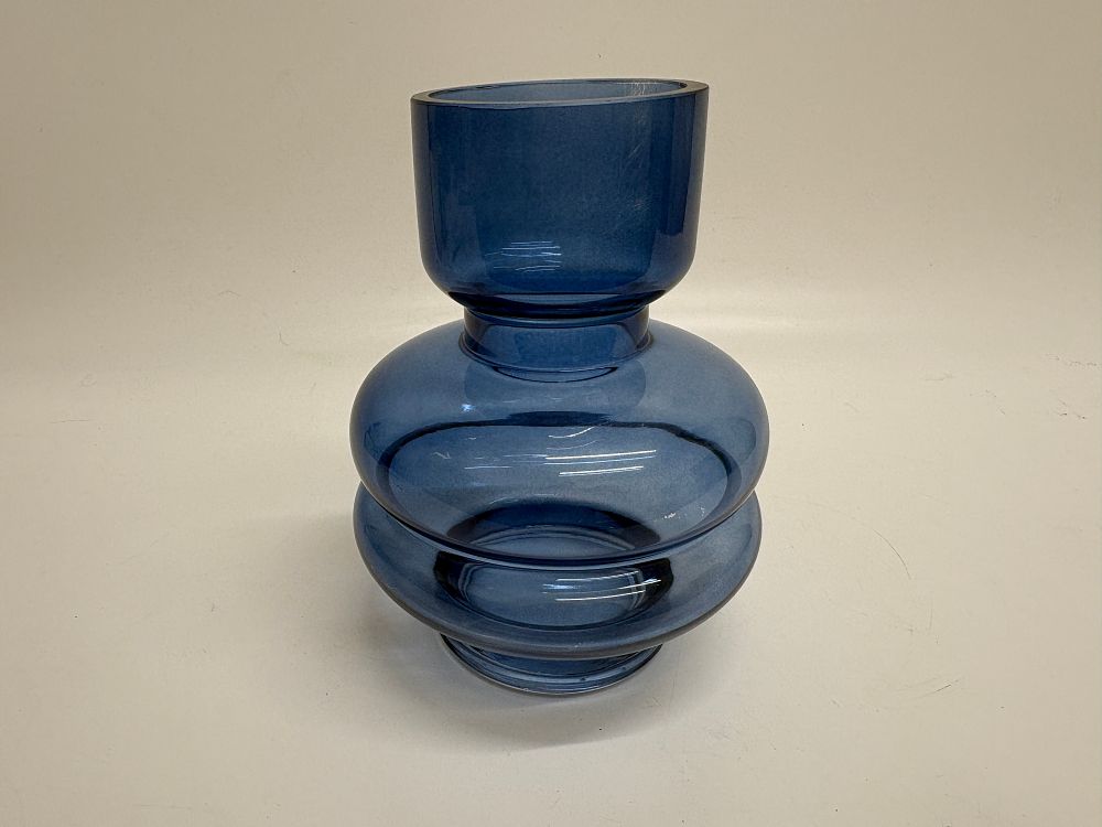 Lot 520: A large steel blue hooped art glass vase