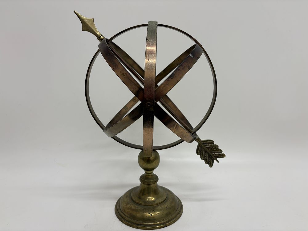 Lot 417: Vintage Brass Armillary Sphere Equatorial Sundial 40cm tall