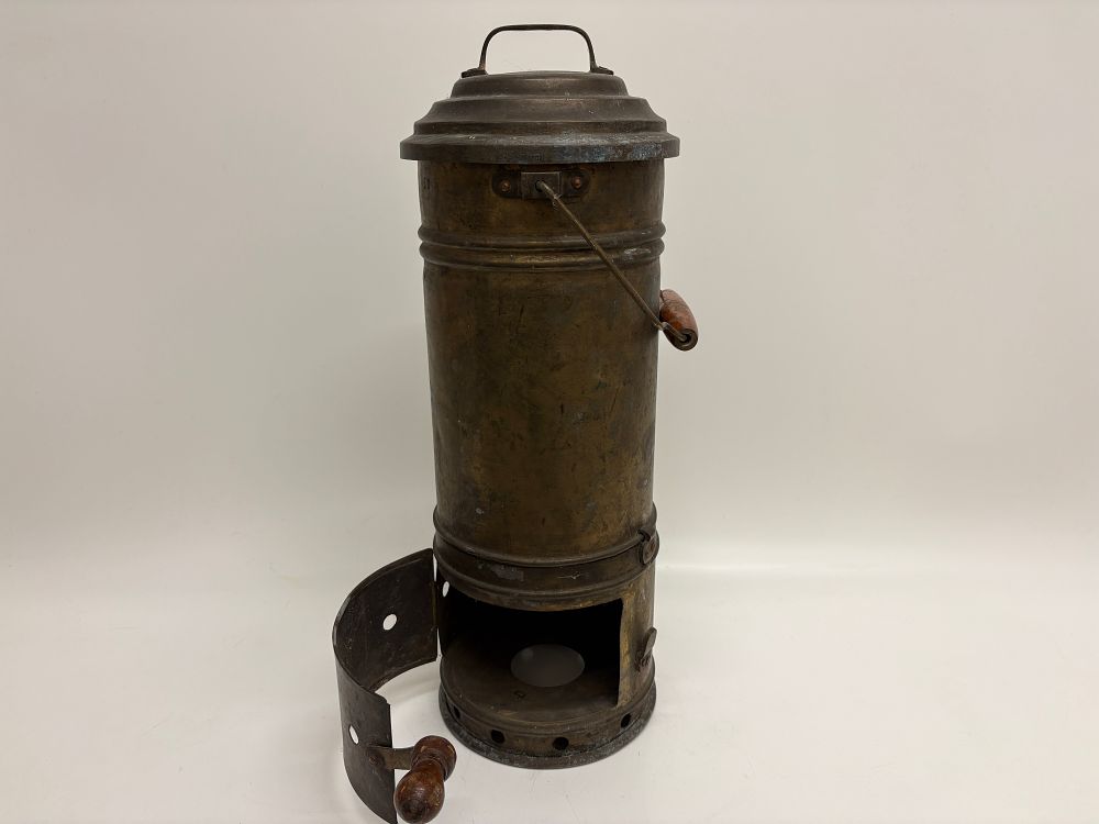 Lot 423: Antique Brass Field Water Heater with Vented Heating Base