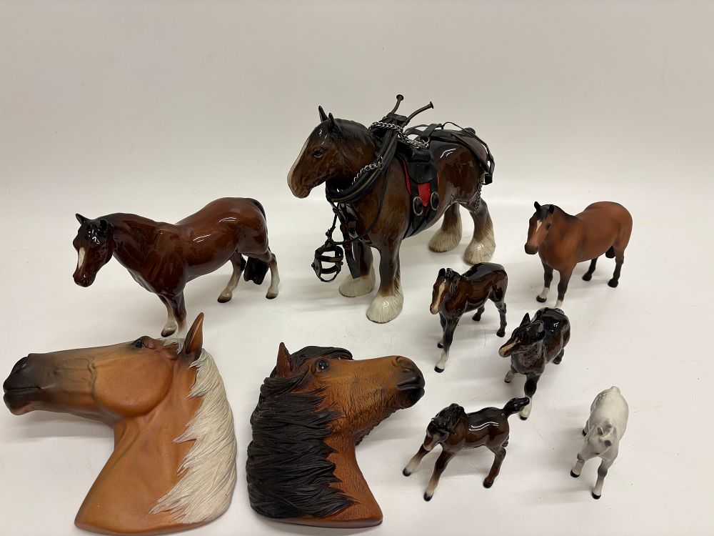 Lot 448: A Collection of Beswick and Composite Horse Figurines and Wall Plaques