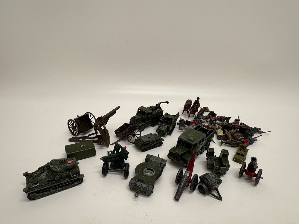 Lot 534: A Collection of Vintage Die-cast and Lead Military Toys Including Dinky Supertoys
