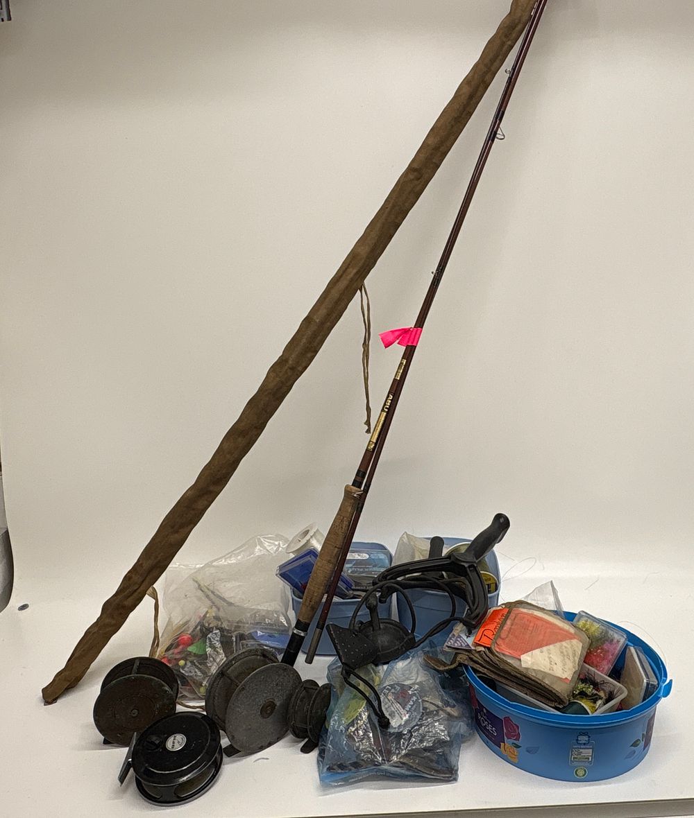 Lot 656: A Collection of Vintage Fly Fishing and Spinning Equipment Including ABU Svängsta Rod and BFR Reel