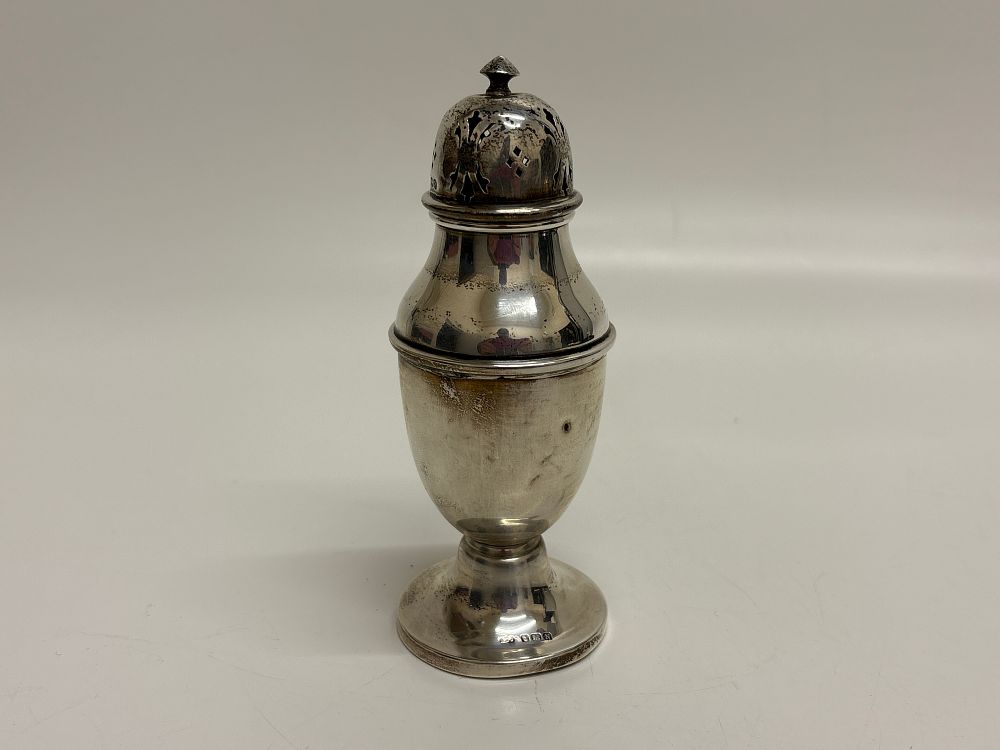 Lot 95: A George VI Sterling Silver Sugar Caster by Marson and Jones Birmingham circa 75g