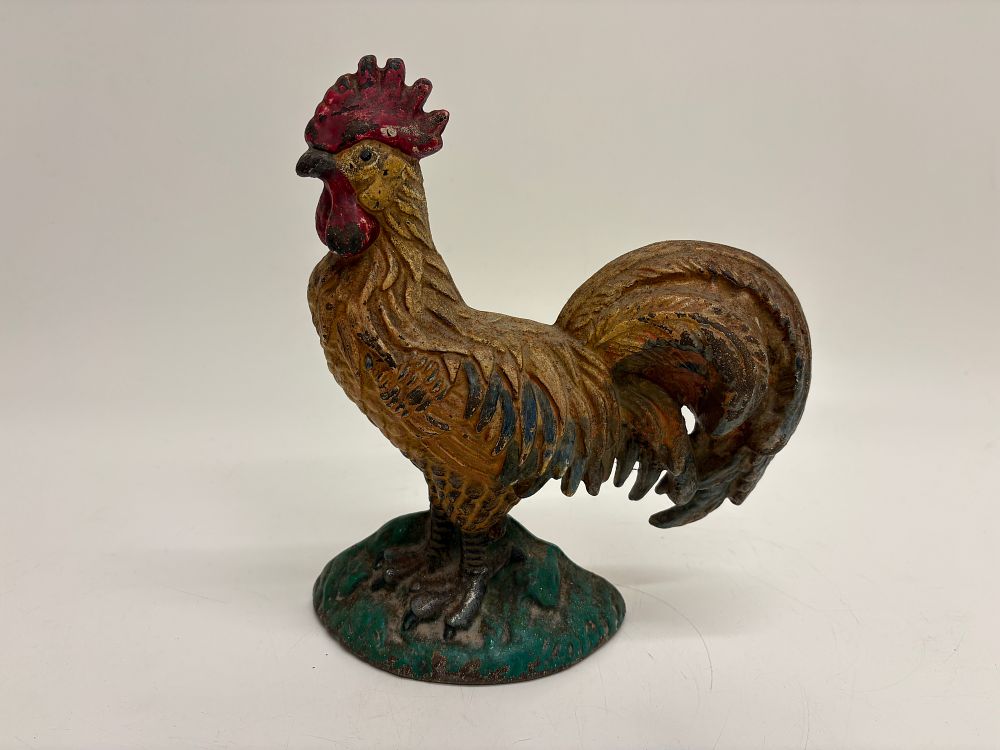 Lot 195: Cast Iron Polychrome Painted Rooster Doorstop
