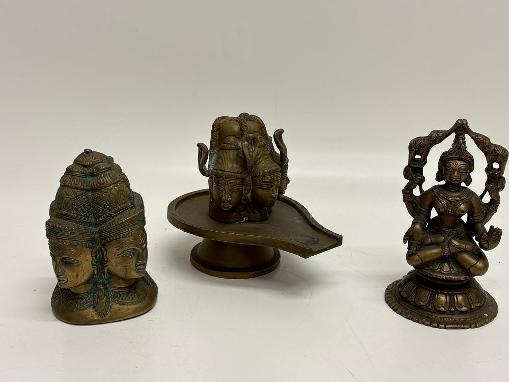 Lot 198: Three Hindu Ritual Objects including Mukhalingam and Gaja Lakshmi
